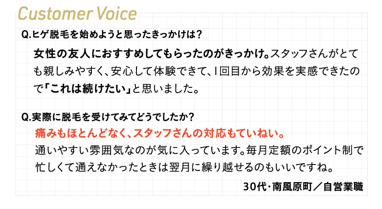 お客様のコメント