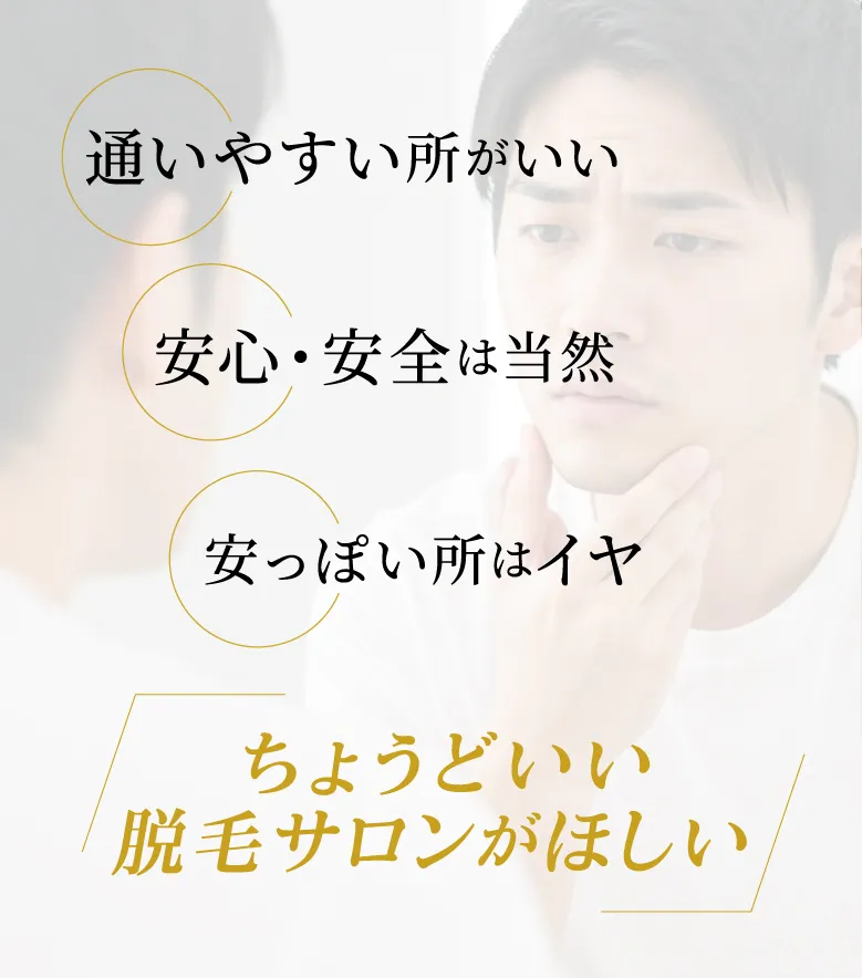 通いやすい所がいい。安心・安全は当然。安っぽい所はイヤ。ちょうどいい脱毛サロンがほしい